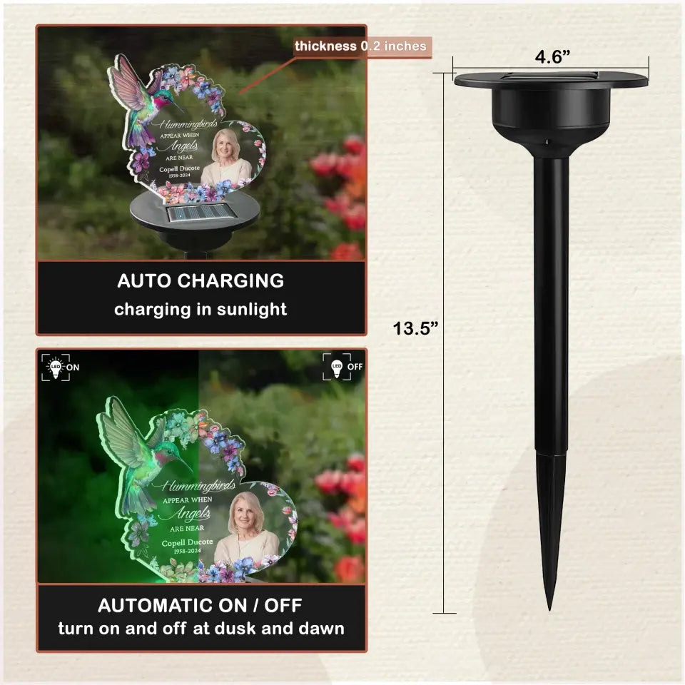 Hummingbirds Appear When Angels Are Near - Personalized Solar Light - CF-SL167