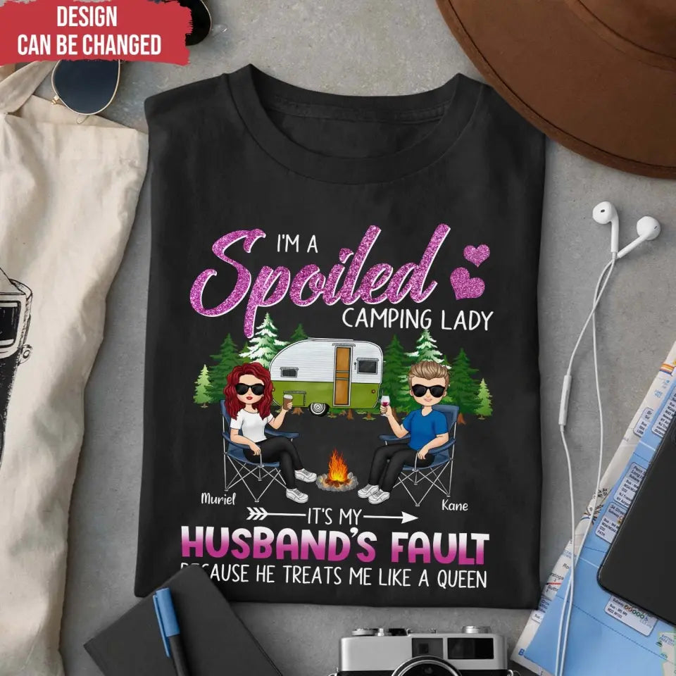 I'm A Spoiled Camping Lady - Personalized T-Shirt, Gift For Camping Lovers - CF-TS1243