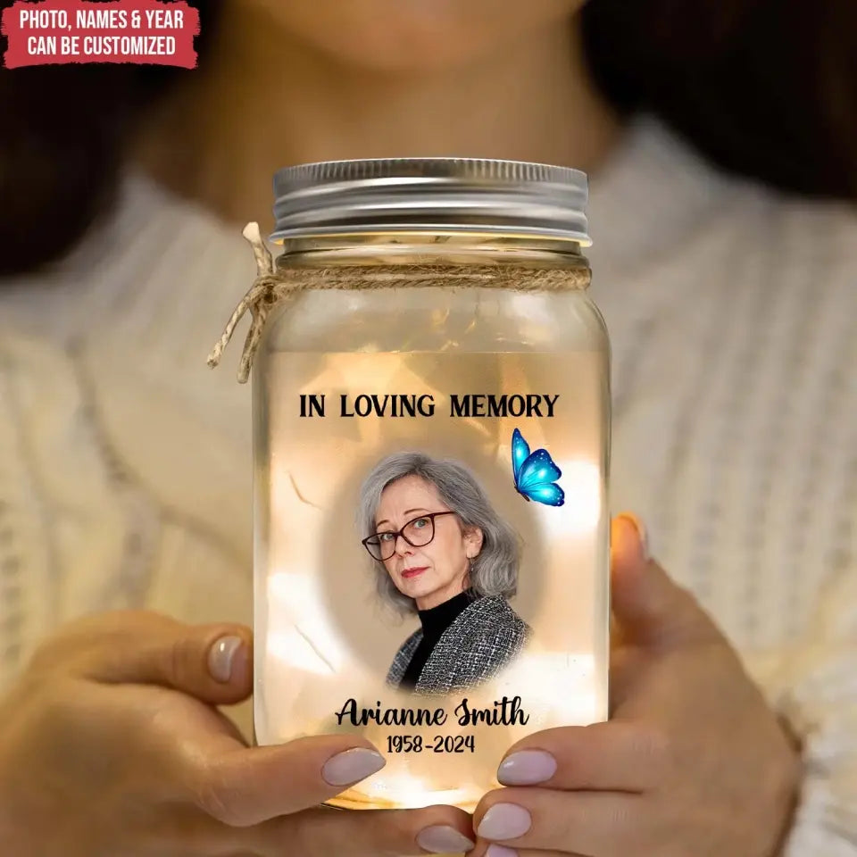 A Butterfly To Remind Me Even Though We Are Apart - Personalized Mason Jar Light - CF-MJL54