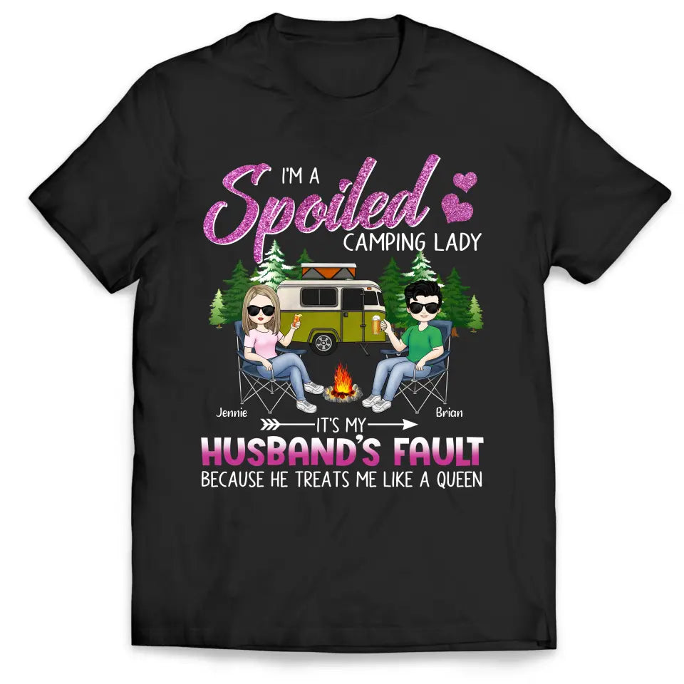 I&#39;m A Spoiled Camping Lady - Personalized T-Shirt, Gift For Camping Lovers - CF-TS1243
