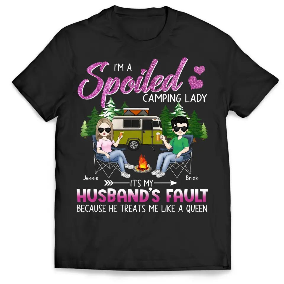 I'm A Spoiled Camping Lady - Personalized T-Shirt, Gift For Camping Lovers - CF-TS1243