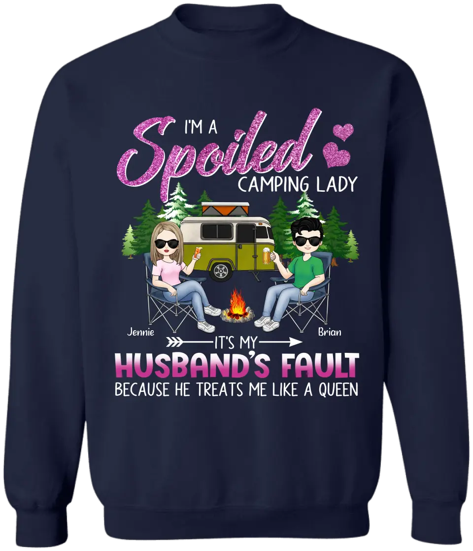 I'm A Spoiled Camping Lady - Personalized T-Shirt, Gift For Camping Lovers - CF-TS1243
