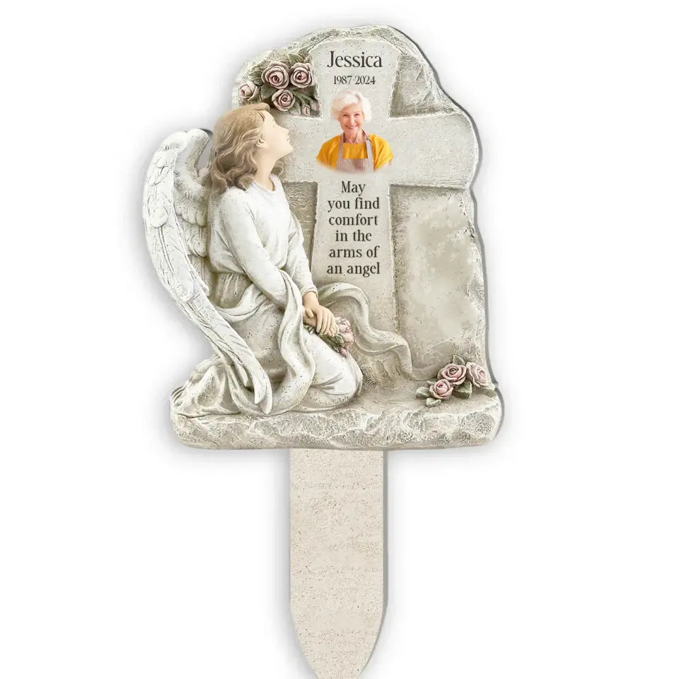 May You Find Comfort In The Arms Of An Angel - Personalized Plaque Stake - CF-PS108