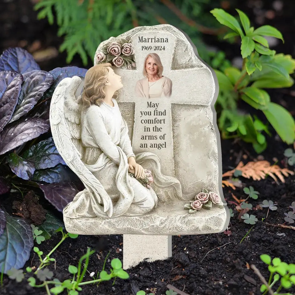May You Find Comfort In The Arms Of An Angel - Personalized Plaque Stake - CF-PS108