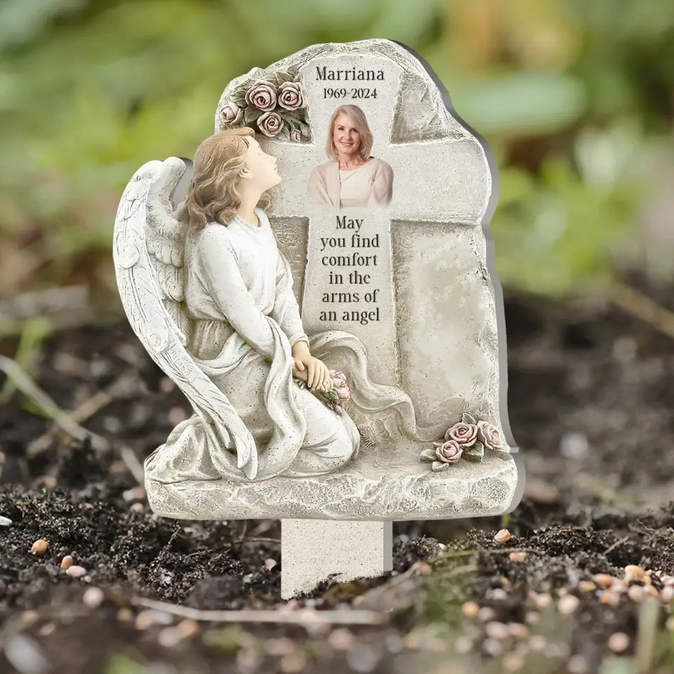 May You Find Comfort In The Arms Of An Angel - Personalized Plaque Stake - CF-PS108