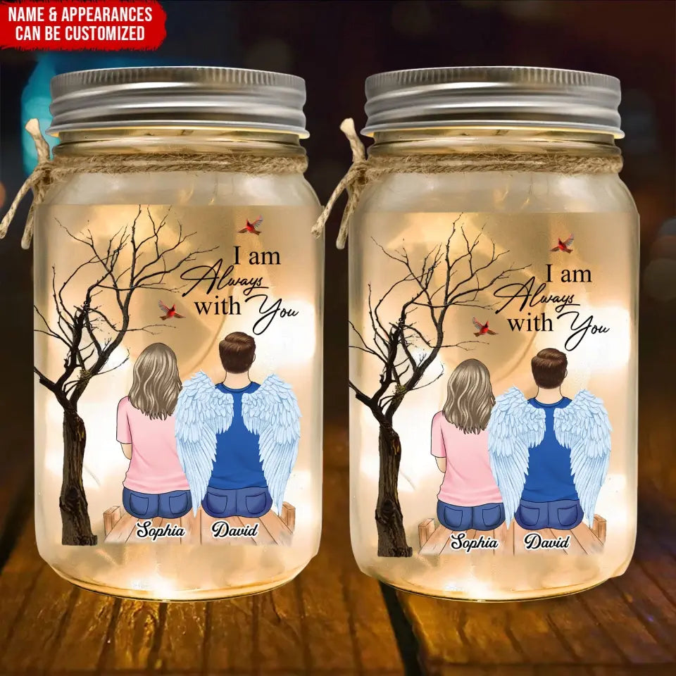 Cardinal Memorial, I Am Always With You - Personalized Mason Jar Light - CF-MJL55