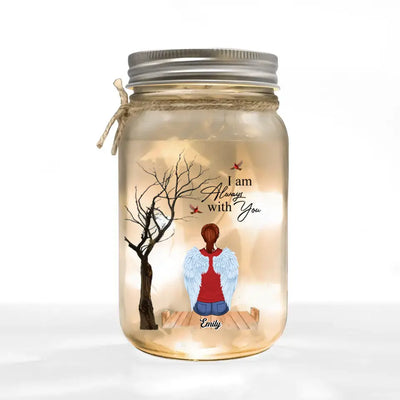 Cardinal Memorial, I Am Always With You - Personalized Mason Jar Light - CF-MJL55
