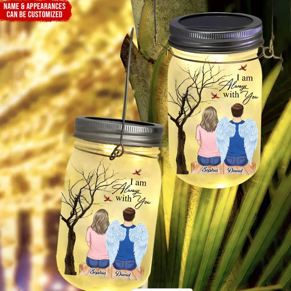 Cardinal Memorial, I Am Always With You - Personalized Mason Jar Light - CF-MJL55