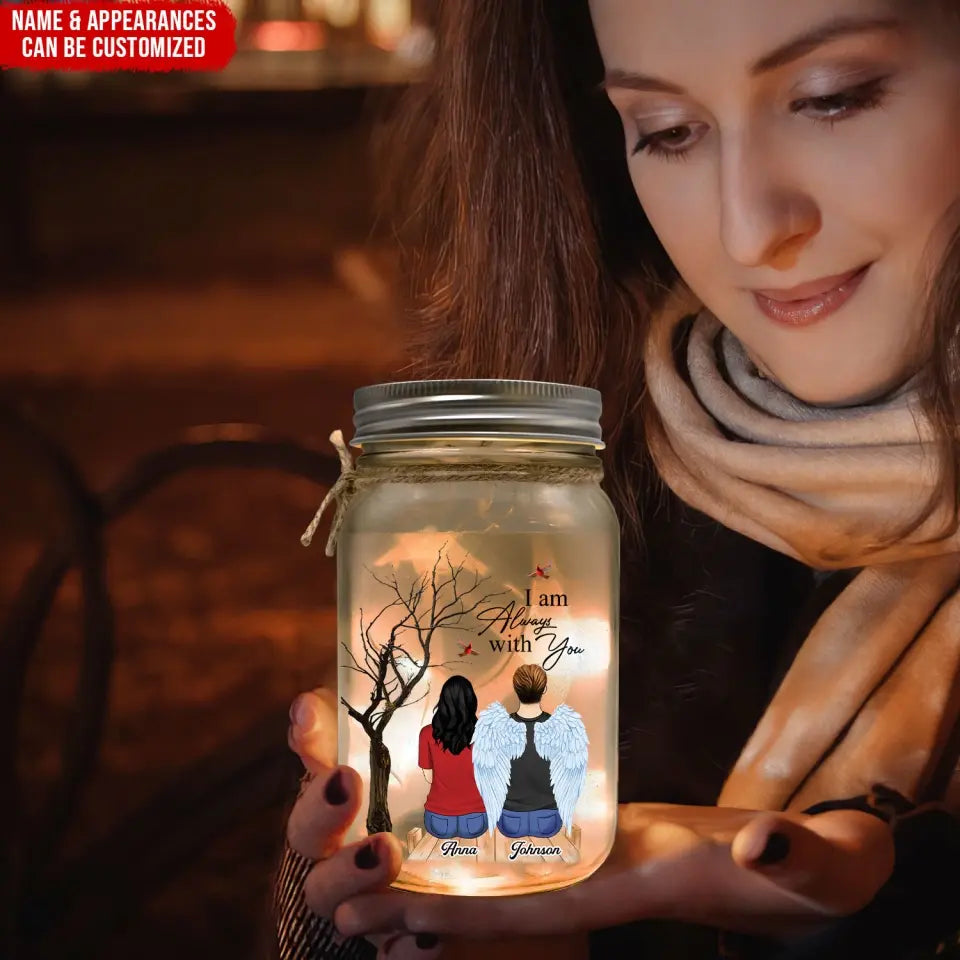 Cardinal Memorial, I Am Always With You - Personalized Mason Jar Light - CF-MJL55