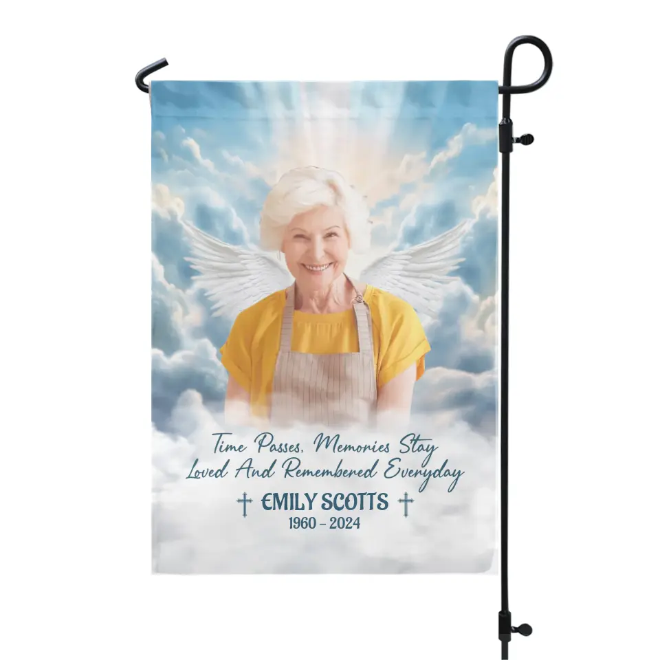 Time Passes, Memories Stay Loved And Remembered Everyday - Personalized Garden Flag - CF-GF194