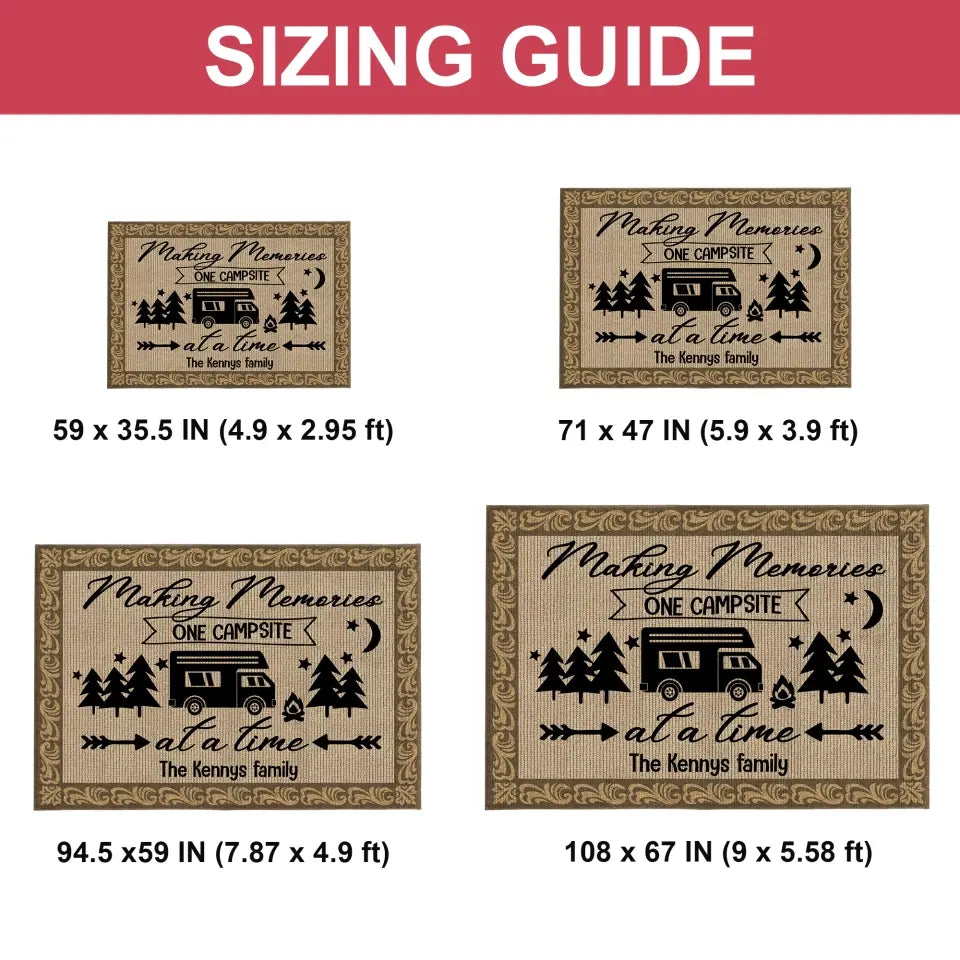 Making Memories One Campsite - Patio Rug, Patio Mat - CF - R01