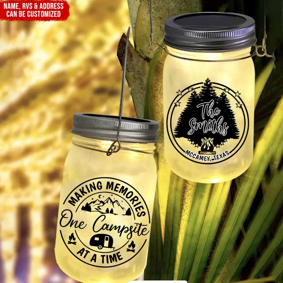 Making Memories One Campsite At A Time - Personalized Mason Jar Light, Camping Gift - CF-MJL57