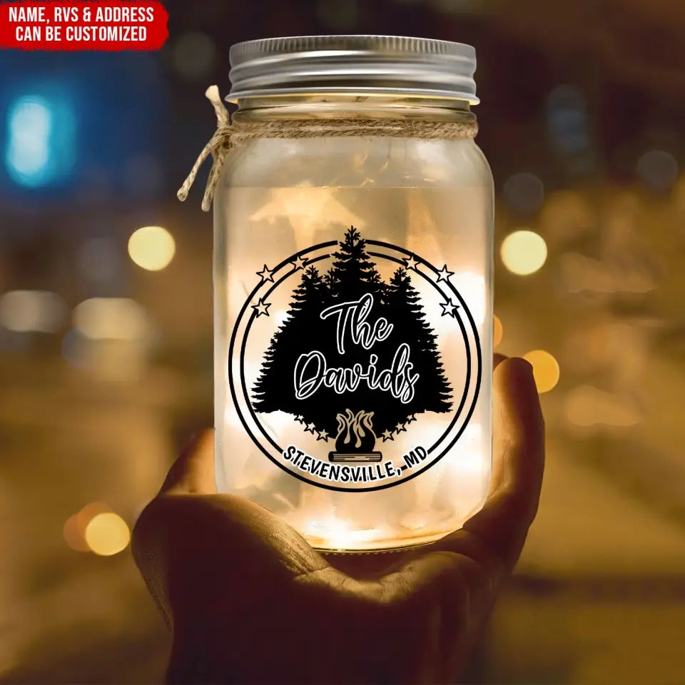 Making Memories One Campsite At A Time - Personalized Mason Jar Light, Camping Gift - CF-MJL57