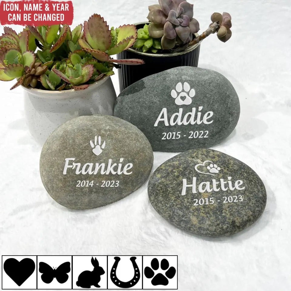 In Loving Memory Of Beloved Pet - Pet Memorial Stone River Rock, Pet Lover Memorial Gift - CF-SRR01