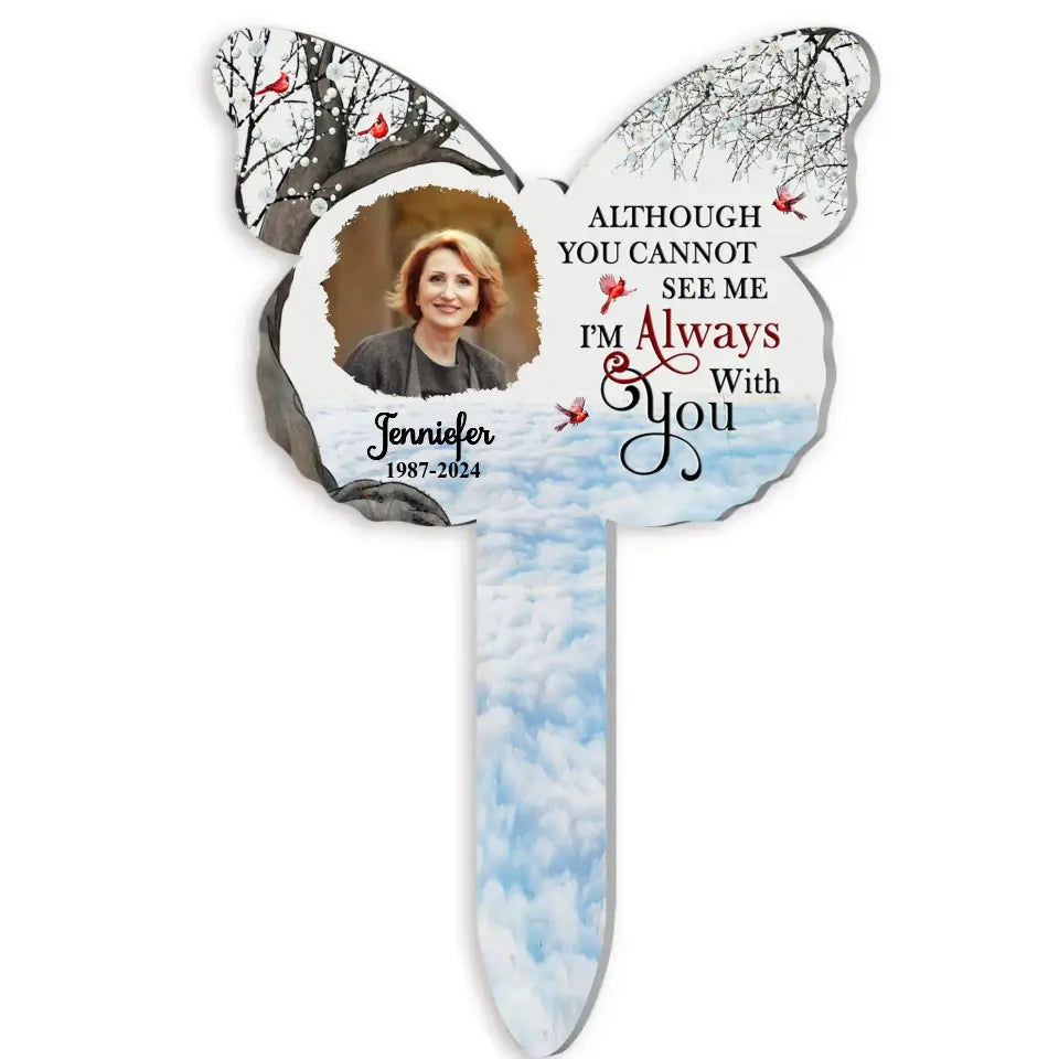 Butterfly Shape, Not A Day Goes By That You Are Not Missed - Personalized Plaque Stake- CF-PS110