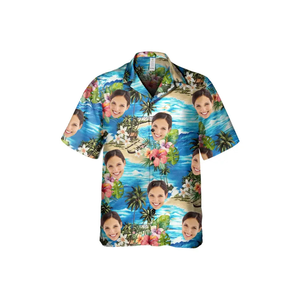 Tropical Flower Beach Custom Photo - Personalized Hawaiian Shirt