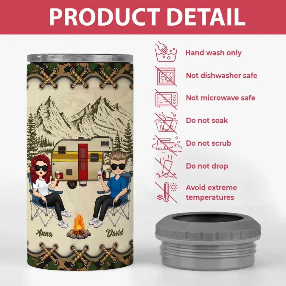 Drunkest Bunch Of Assholes This Side Of The Campground - Personalized Can Cooler, Gift For Camping Lovers - CCL01