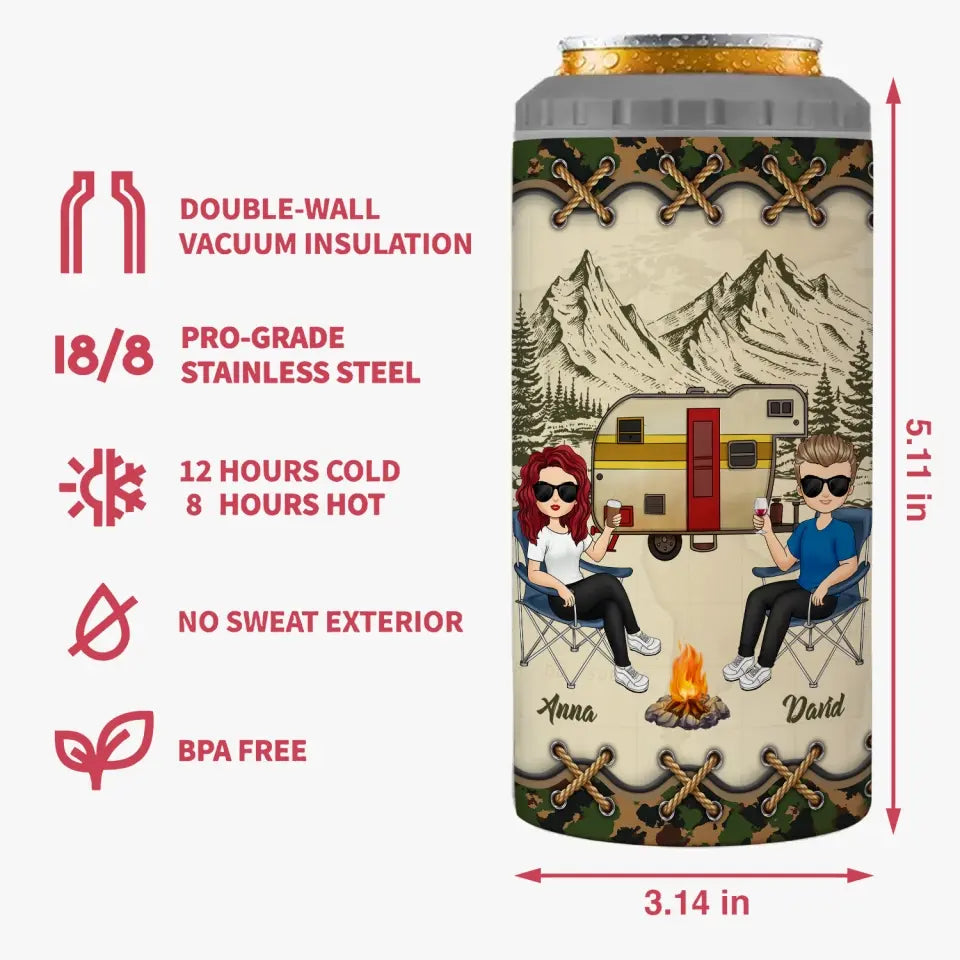 Drunkest Bunch Of Assholes This Side Of The Campground - Personalized Can Cooler, Gift For Camping Lovers - CCL01