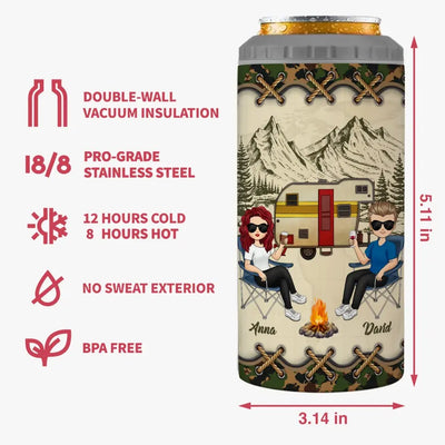 Drunkest Bunch Of Assholes This Side Of The Campground - Personalized Can Cooler, Gift For Camping Lovers - CCL01