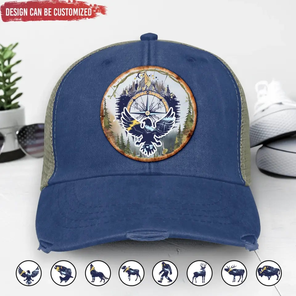 Camping Bear And Mountain - Personalized Distressed Ollie Cap, Gift For Camping Lovers - C47