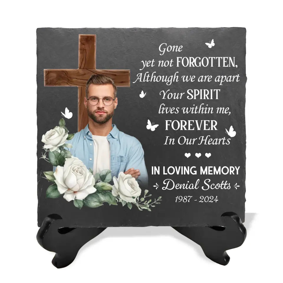 Although We Are Apart Your Spirit Lives Within Me - Personalized Stone, Memorial Gift - MS91