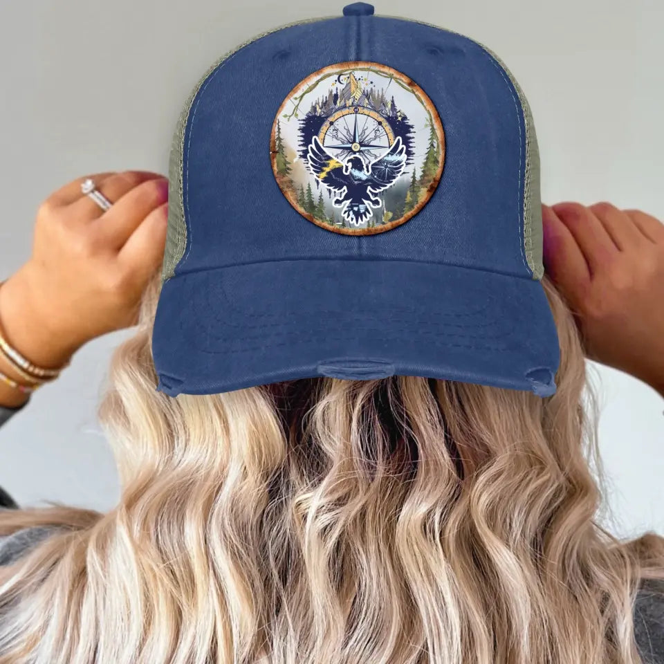 Camping Bear And Mountain - Personalized Distressed Ollie Cap, Gift For Camping Lovers