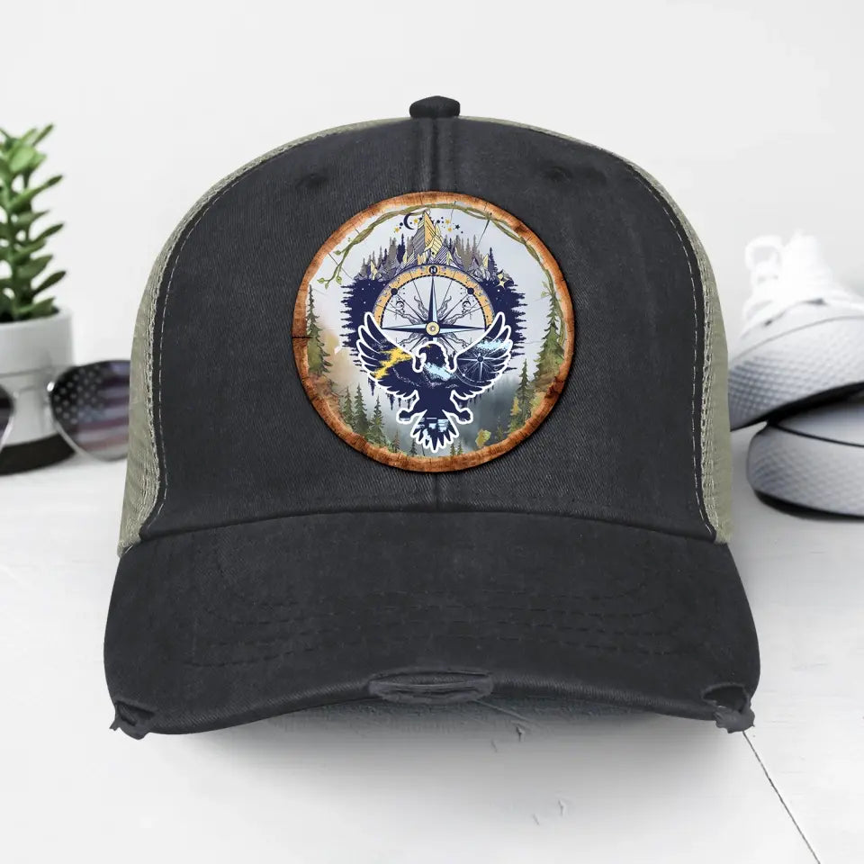 Camping Bear And Mountain - Personalized Distressed Ollie Cap, Gift For Camping Lovers - C47