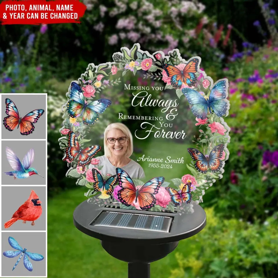 Missing You Always & Remembering You Forever - Personalized Solar Light, Memorial Gift - CF-SL165