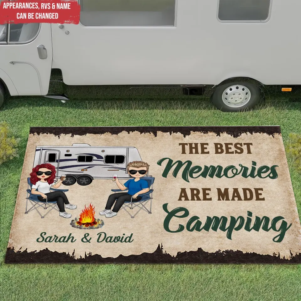 The Best Memories Are Made Camping - Personalized Patio Rug, Patio Mat, Camping Gift - R16AN