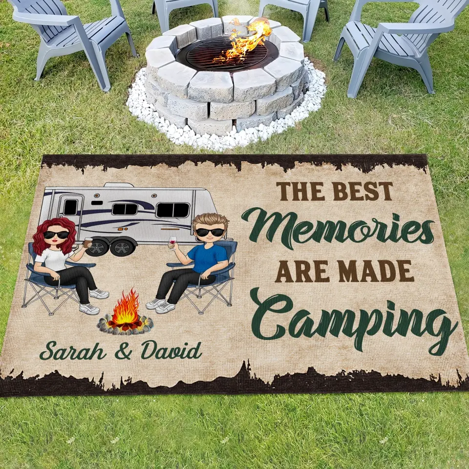 The Best Memories Are Made Camping - Personalized Patio Rug, Patio Mat, Camping Gift - R16AN