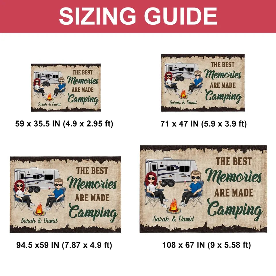 The Best Memories Are Made Camping - Personalized Patio Rug, Patio Mat, Camping Gift - R16AN