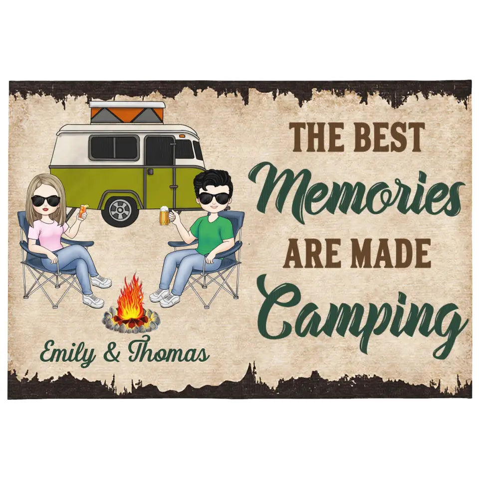 The Best Memories Are Made Camping - Personalized Patio Rug, Patio Mat, Camping Gift - R16AN