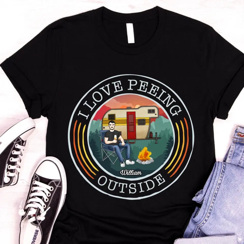 I Love Peeing Outside - Personalized T-Shirt, Gift For Camping Lovers, Funny Gift - TS19AN