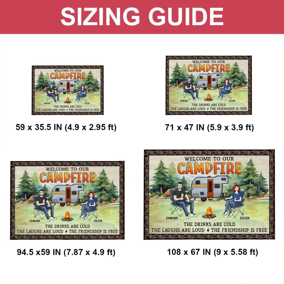 Welcome To Our Campfire The Drinks Are Cold The Laughs Are Loud - Personalized Patio Rug, Patio Mat - R26AN