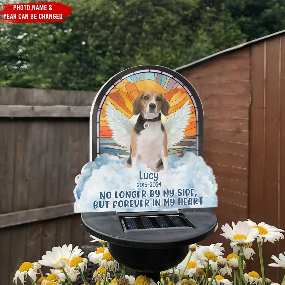 No Longer By My Side, But Forever In My Heart - Personalized Solar Light, Memorial Gift - SL170