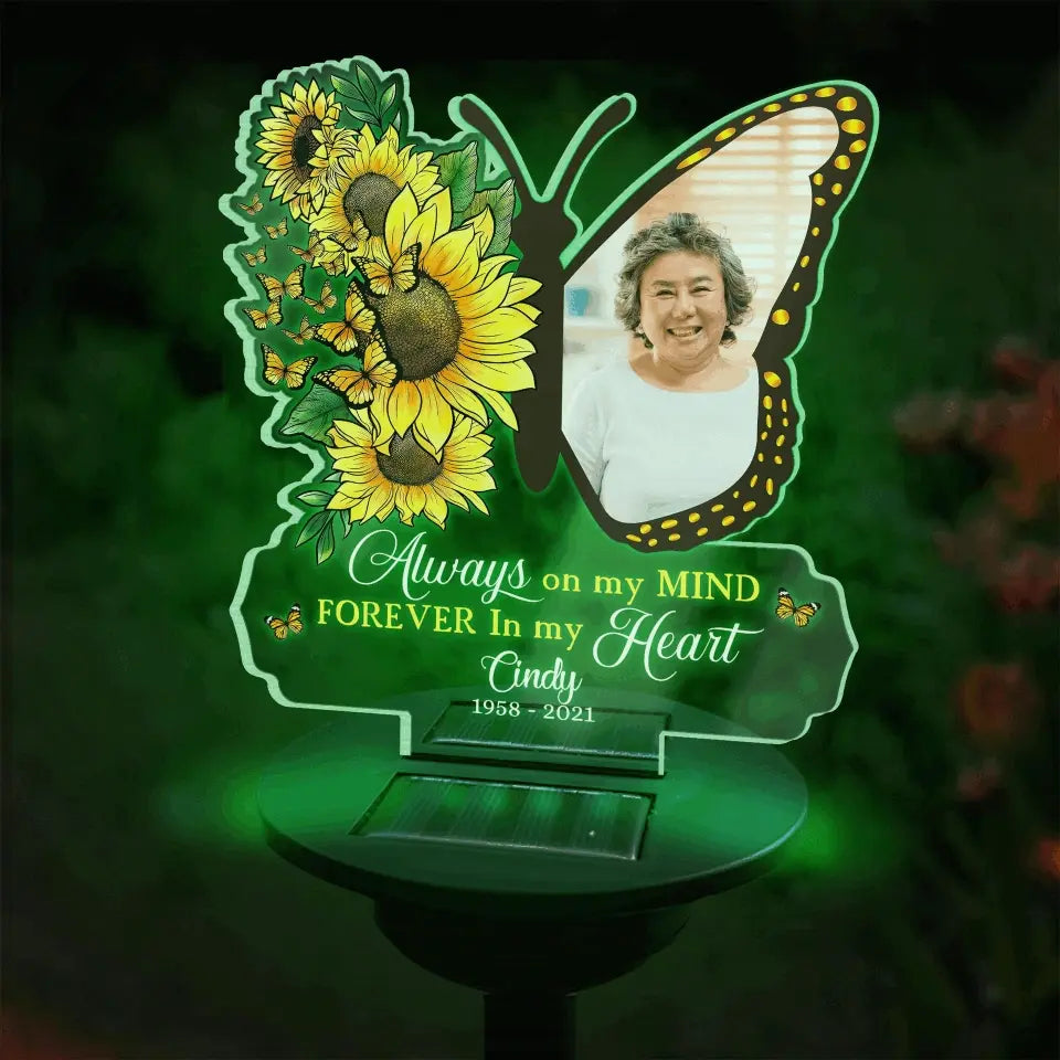 Butterfly Memorial, Always On Mind My Forever In My Heart - Personalized Solar Light - SL20TL