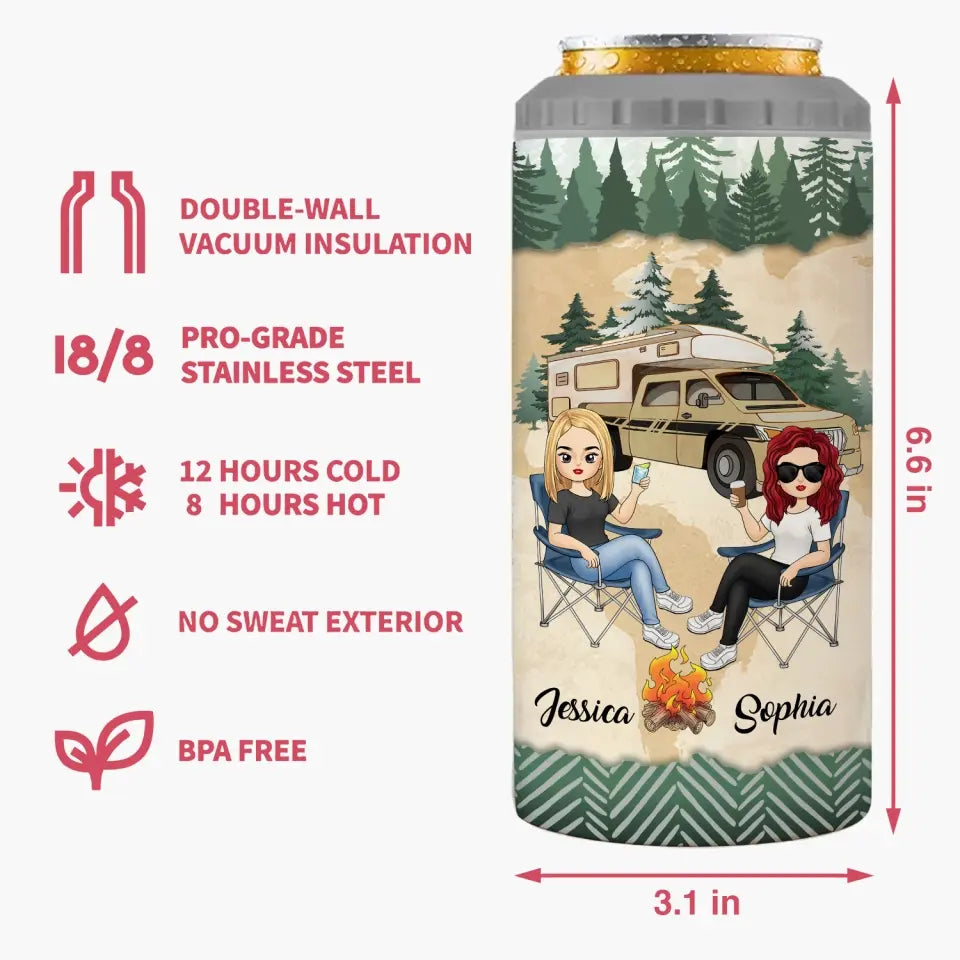 The Girls Are Drinking Again – Personalized Can Cooler, Gift For Camping Lovers, Camping Girls - CC09AN