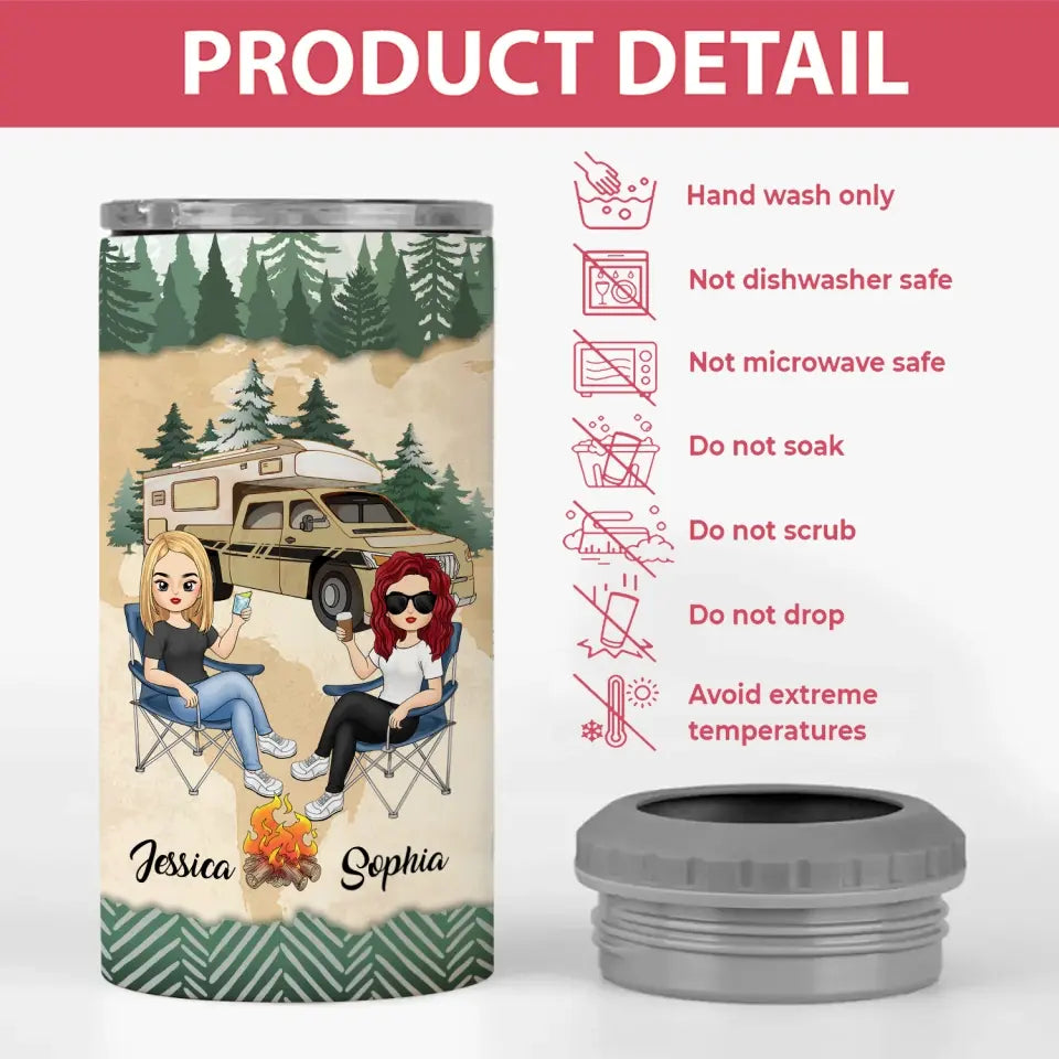 The Girls Are Drinking Again – Personalized Can Cooler, Gift For Camping Lovers, Camping Girls - CC09AN
