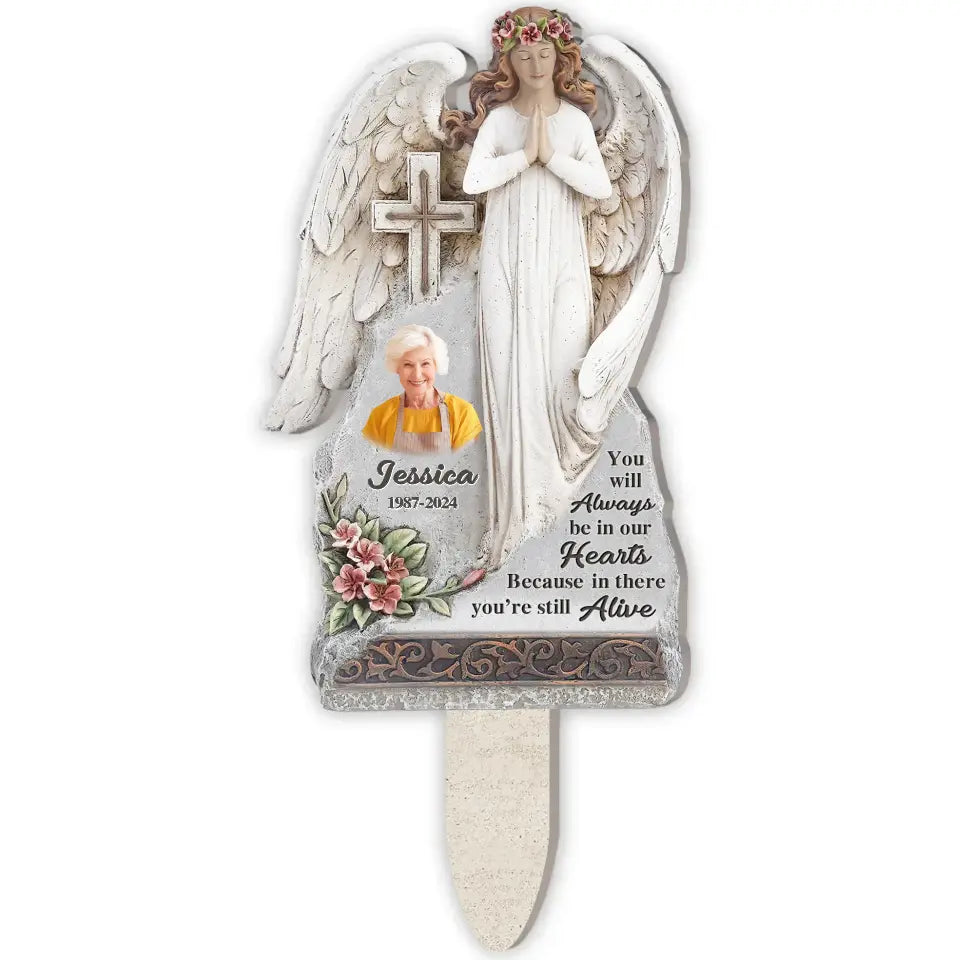 You Will Always Be In Our Hearts - Personalized Plaque Stake - PS16TL