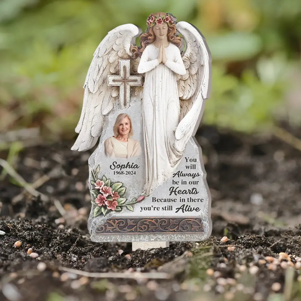You Will Always Be In Our Hearts - Personalized Plaque Stake - PS16TL