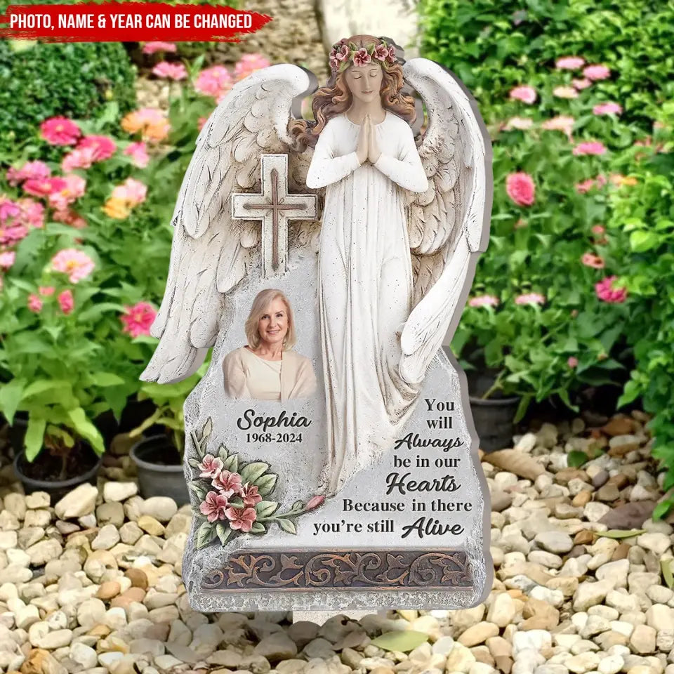 You Will Always Be In Our Hearts - Personalized Plaque Stake - PS16TL