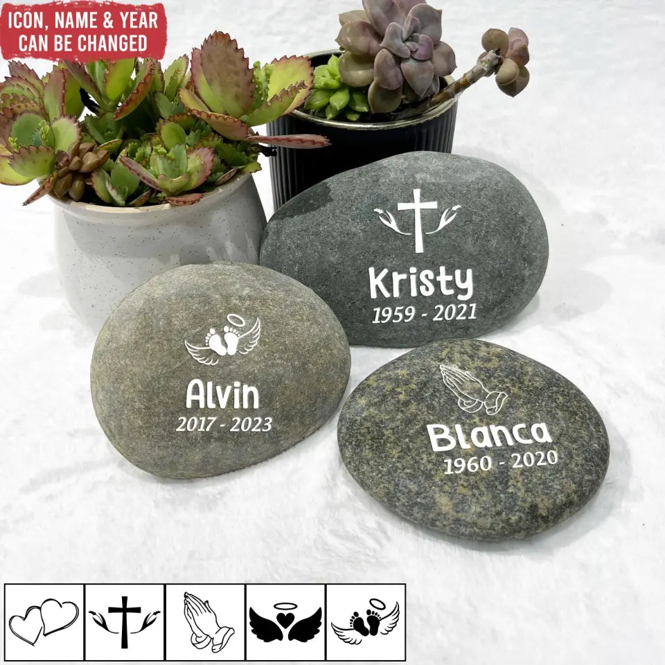 Forever In Our Hearts - Personalized Stone River Rock, Memorial Gift - SRR25TL