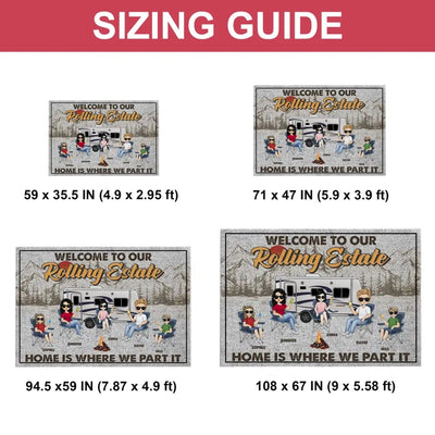 Welcome To Our Rolling Estate - Personalized Patio Rug/ Patio Mat, Gift For Camping Lovers - R28AN