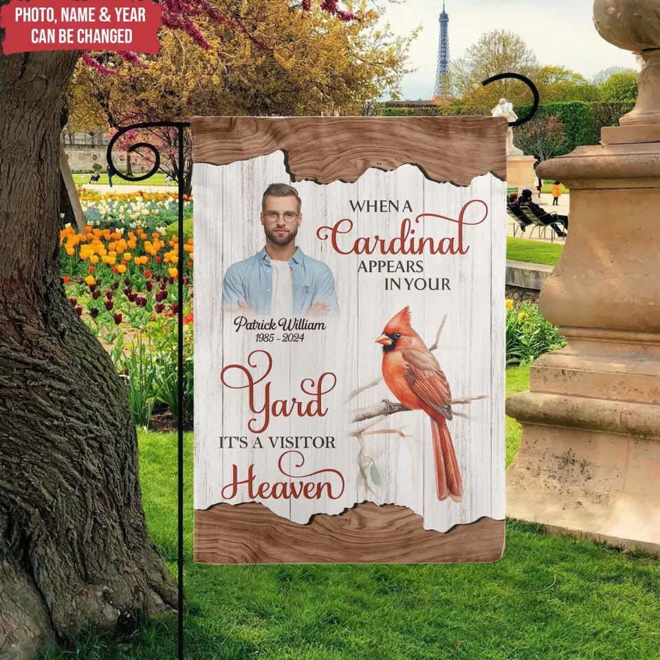 When A Cardinal Appears In Your Yard - Personalized Garden Flag - GF24TL