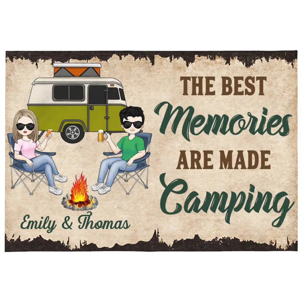 The Best Memories Are Made Camping - Personalized Patio Rug, Patio Mat, Camping Gift - R16AN