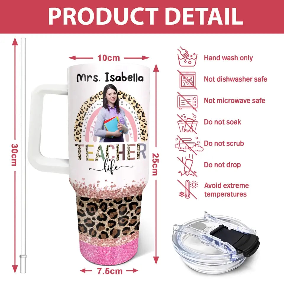 A Big Heart To Shape Little Minds - Personalized Photo 40oz Tumbler, Back To School Gift for Teacher - TL06DN