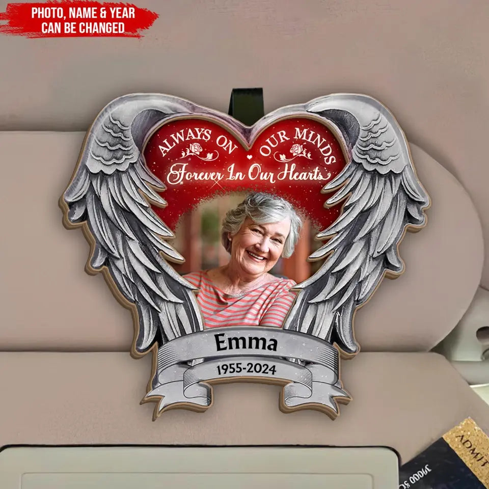 Always On Our Minds Forever In Our Heart - Personalized Car Visor Clip - CVC12TL