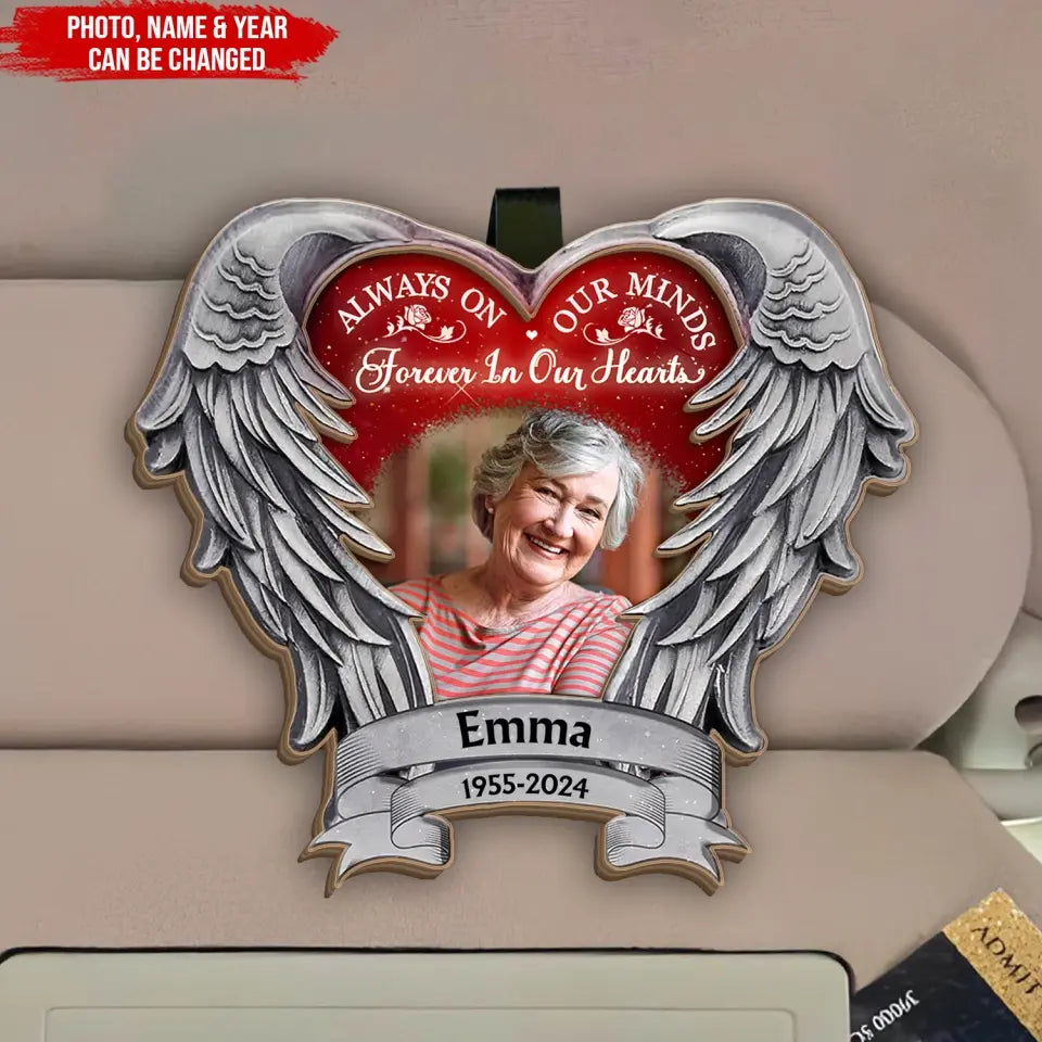 Always On Our Minds Forever In Our Heart - Personalized Car Visor Clip