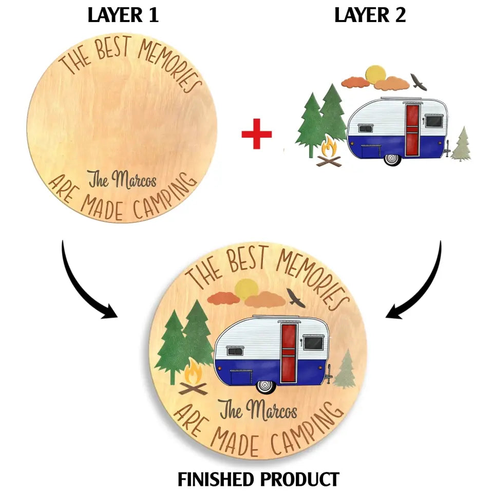 The Best Memories Are Made Camping - Personalized 2 Layer Wood Sign, Camping Gift - DS40AN