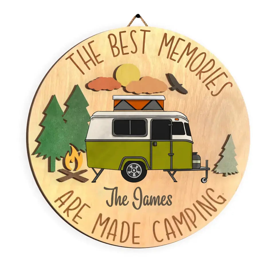 The Best Memories Are Made Camping - Personalized 2 Layer Wood Sign, Camping Gift - DS40AN